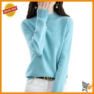 100% Merino Wool Turtleneck Pullover Sweater Women's Winter Warm Soft Knit
